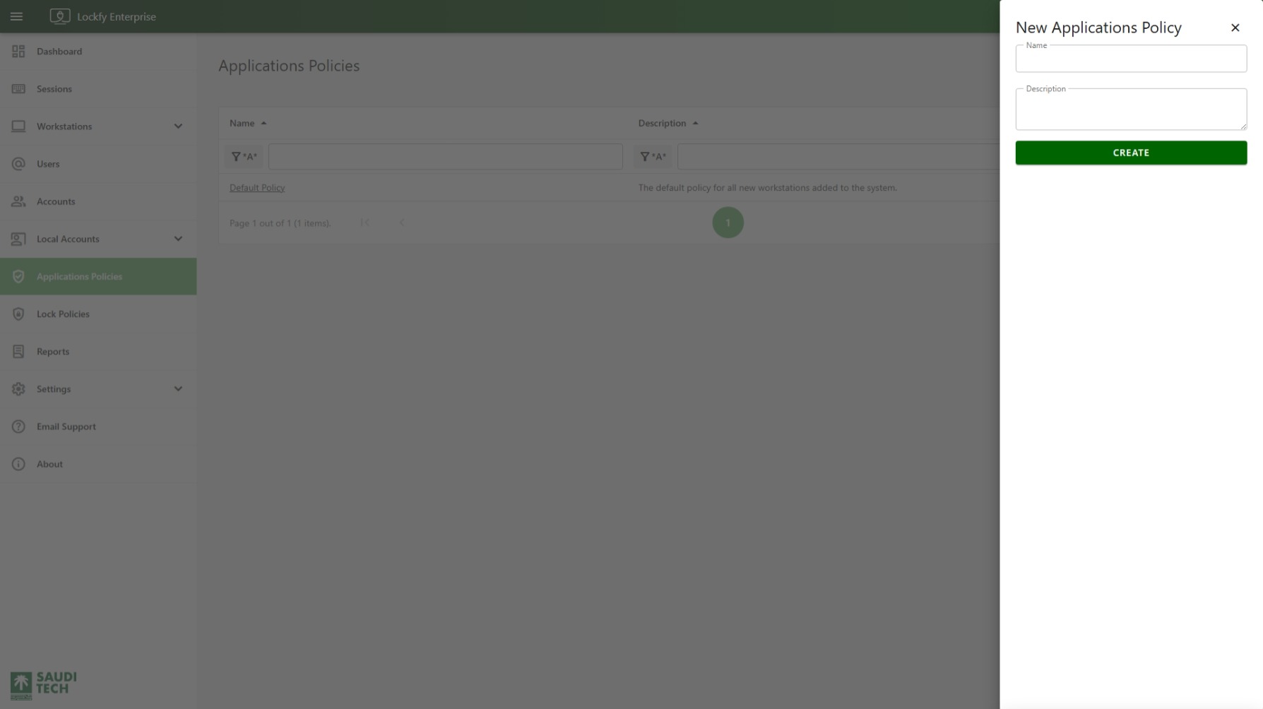 Create New Applications Policy
